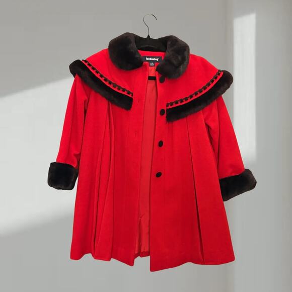 London Fog Kids / Youth Wool-Blend Red Coat – Size Youth M - Picture 1 of 5